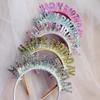 Diadema de Cumpleaños Transfronteriza Decoración Láser Letras Inglesas Feliz Cumpleaños Tocado Diadema de Lentejuelas Suministros para Decoración de Fiesta