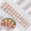 Uñas Postizas Cortas con Puntas Blancas Francesas, Piezas de Uñas Terminadas con Pedrería y Lunares, Puntas de Uñas Portátiles Removibles, 24 Piezas