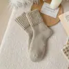 Calcetines de Terry Nuevos Gruesos y Cálidos para Otoño e Invierno Alta Elasticidad Calcetines para el Suelo del Hogar Forro de Felpa Base de Toalla Calcetines de Punto Retro de Media Pantorrilla