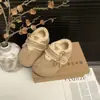Zapatos Birkenstock Estilo Coreano de Suela Gruesa con Bordado de Terciopelo y Lazo para Mujer, Nuevo Invierno 2026 Versátiles Zapatos de Algodón para Exteriores de Invierno