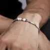 Pulsera de Acero Titanio con Rombos de Perlas Transfronterizos para Hombres, Moderna, a la Moda, Sencilla, Diseño Único, Joyería de Regalo de Diseño de Nicho para Mujeres