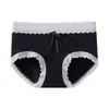 Ropa interior de encaje de algodón puro, algodón para bebé Clase A, de tiro medio, no ajustada, transpirable, sin costuras, antibacteriana, cómodos calzones tipo triángulo para mujer
