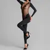 Conjunto de Verão Europeu e Americano Transfronteiriço Novo Estilo Sexy Decote Baixo Manga Longa para Yoga Calça Longa de Cintura Alta Modeladora Transparente Macacão