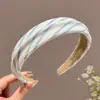 2026 Nova Faixa de Cabeça Azul de Aba Larga para Mulheres, Design de Coroa Alta, Uso Diário, Acessório de Cabelo Estilo Fresco