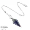 Colgante de péndulo de cristal natural, color plata vintage, piedra triturada multicolor, cono hexagonal, meditación yoga, cristal de meditación de frecuencia ajustable