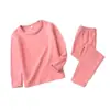 Conjunto de Roupa Íntima Térmica de Veludo Quente para Crianças com Fibra Autoaquecível Roupas Quentes de Outono para Meninos Calças de Outono e Inverno Top Quente para Meninas