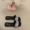 Sandalias Exquisitas de Pedrería Estilo Francés para Mujer, Nuevo Modelo Verano 2026, Sensación de Alta Gama, Pantuflas sin Cierre para Combinar con Vestidos, Sandalias Planas
