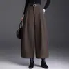 Calças de Lã Largas, Elegantes para Quadris, Emagrecedoras, de Cintura Alta, Soltas para Mulheres, Novidade Outono/Inverno 2026, Estilosas, Elegantes, de Perna Reta, Casuais