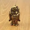 Nueva estatua clásica de Buda en miniatura de latón, bolsa de tela, llavero colgante de coche de Buda, bolso de cuero, colgante, pequeño regalo