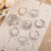 Joyería Transfronteriza Europea y Americana Estilo Festivo Estrella de Mar Vieira Anillo Abierto Ins Aleación Set de Anillos de Flor Superficie Lisa