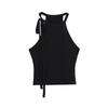 Deseo Puro Dulce Chica Caliente Cuello Halter Hombros Descubiertos Tira para Amarrar Ropa Exterior Estilo Nuevo de Verano 2025 para Mujer Top Corto Ajustado