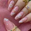 Uñas Postizas Son un Producto Transfronterizo de Gran Venta, Arte para Uñas de Flores y Abejas, Pegatinas para Uñas Estilo Lindo y Dulce, Parches para Uñas de Color Nude al por Mayor
