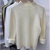 Blusa Espessa com Gola Meia-Alta e Forro de Lã para Outono e Inverno, Camada Interna Quente, Camiseta de Manga Longa com Gola Redonda, Suéter Versátil para Mulheres