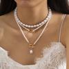 Collar de cadena de clavícula irregular con joyería transfronteriza europea y americana, collar de perlas con forma barroca de temperamento retro para mujer
