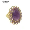 WT-R460 Pendientes de Joyería de Moda de Lujo Ligero para Mujer Garras de Piedra Natural Irregulares Elegantes con Anillo de Turmalina