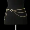 Estilo Dulce y Fresco Calado Corazón Sol y Luna Cadena de Cintura de Tres Capas Cadena Corporal de Metal Subcultura Chica Picante Accesorio de Cintura para Vestido de Cintura Baja