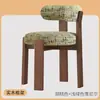 Silla de comedor vintage de madera maciza estilo francés, mesa y silla de comedor antiguas wabi-sabi para uso doméstico, silla nórdica de diseño de alta gama con respaldo