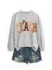 Amazon eBay site independente casual e confortável feminino tech estampa xadrez folha de bordo estrela leopardo outono e inverno moletom