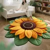 Manta de Veludo Cristal Flor de Girassol Transfronteiriça Avançada para Casa Sala de Estar Quarto Mesa de Café Tapete de Chão Resistente à Sujeira Antiderrapante Tapete Fresco