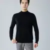 Novo Suéter Masculino de Caxemira Outono e Inverno, Suéter Masculino de Gola Alta Curta, Suéter de Malha Solta, Camada Base, Casual de Negócios, Tamanho Grande