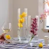 Florero de Vid Adorno Hidropónico para Sala de Estar, Florero Alto Recto Transparente de Lujo para Arreglo Floral de Piso con Bambú y Sauce de Nieve