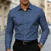 Camisa de Manga Larga Rayada Casual de Negocios para Hombre Nueva Camisa Elástica en Cuatro Direcciones