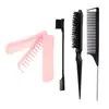 Set de Peines para Peluquería, Peine de Cola Puntiaguda, Peine para Cabello Esponjoso, Cepillo para Bordes de Cabello Suelto, Peine Plegable Portátil, Peine de Doble Cara