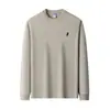 Sudadera de algodón puro para hombre con cuello redondo, nueva moda casual otoño 2026, logo de poni bordado, sudadera para hombre de color liso como capa base
