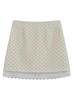 Atuendo estilo coreano: Falda de Encaje con Lunares Grises para Primavera y Otoño para Mujer, Nueva Falda Corta de Cintura Alta, Línea A, Ajustada a la Cadera para Figuras Pequeñas