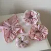 Goma para el pelo de encaje con flor de cerezo fresca rosa para mujer, Diadema grande de doble capa dulce y linda