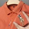 Negocios Comercio Exterior 2025 Nueva Camiseta de Verano de Manga Corta para Hombre Bordada Talla Grande Camisa POLO para Jóvenes y Mediana Edad Top de Color Sólido