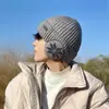 Gorro para Hombre Invierno Protección para las Orejas Gorro Cálido para Montar Gorro para el Frío Gorro de Lana para Cabeza Grande para Hombre Baotou con Forro Polar Gorro de Punto para Hombre