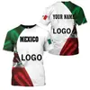 Tamanho Europeu Transfronteiriço Venda Quente Comércio Exterior Novo Estilo Esportivo Impressão Digital 3D Camiseta Masculina Manga Curta Série México Top