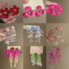 Pendientes de gasa de malla con atmósfera de hada y perlas de colores con aguja plateada, estilo Mori, combinables con todo, dulces y frescos para niña.