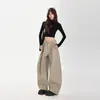Pantalones Anchos de Pierna Recta, Estilo Americano, Sencillos, con Doble Pliegue, Caída Suelta, Forma de Cimitarra (Excluyendo accesorios) Lana Gris Caqui Negra