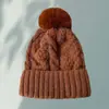 Chapéu de Lã Espesso Estilo Coreano com PomPom Transfronteiriço Chapéu de Tricô Personalizável com Logo Chapéu Gorro Quente de Outono e Inverno Moda Versátil