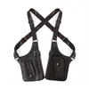 Bolsa tipo chaleco con tirantes de cuero genuino para hombre transfronteriza, bolsa antirrobo invisible debajo del brazo, bolsa de pecho táctica para exteriores, mochila deportiva para ciclismo