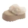 Pantuflas de plataforma con forro afelpado para mujer, para usar en exteriores, novedades de invierno 2026, suela gruesa, zapatos de algodón peludos, pantuflas de nieve Birkenstock