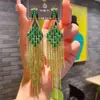 Brincos de Corrente Longa com Garras Exageradas Elegantes de Prata S925 com Strass para Mulheres Brincos com Franjas de Diamante Colorido Europeus e Americanos Brincos da Moda