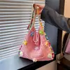 Bolsa Casual de Tecelagem Vazada Bolsa de Praia Feminina 2026 Lã Nova Grande Capacidade Bolsa Tote de Tricô Bolsa de Ombro Primavera Verão