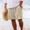Pantalones Cortos Deportivos Casual Personalizados para Hombre de Vacaciones Algodón Lino Transpirables Cómodos Pantalones Cortos Rectos para Hombre Transfronterizos Europeos Americanos Hombres