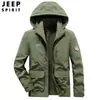 Chaqueta con capucha para trabajo transfronterizo para hombre con terciopelo grueso, otoño invierno, holgada, multibolsillos, ropa de invierno para papá de mediana edad
