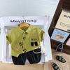 Bebé guapo camisa delgada manga corta dos piezas 2025 verano nueva camisa transpirable para niños ropa de verano