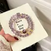 Pulseira Zui Huayin de Amethysto Boliviano com Duplo Círculo para Sucesso na Carreira, Joia Roxo Lepidolita Estilo Urbano