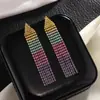 Joias de comércio exterior brincos de franja totalmente cravejados de diamantes brincos brilhantes de discoteca com strass em degradê brincos de corrente de garra fabricantes E773