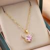 Collar de Acero de Titanio con Colgante Micro-Incrustado de Estilo Elegante y Lujoso de Venta Caliente en el Comercio Exterior Que No Se Desvanece, Cadena de Clavícula para Mujer con Diamantes Completos Moderna y Versátil