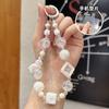 Chaveiro de coelho acrílico criativo com contas pulseira de menina pingente de chave corrente de celular joias com contas diy