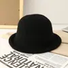 Chapéu Pequeno de Aba Enrolada Estilo Coreano para Mulheres, Moda de Inverno Chapéu Balde de Tricô para Cabeça Grande, Tendência de Chapéu de Pescador Casual Japonês