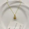 Nuevo Collar de Calabaza con Diamantes Completos Dorados Estilo Chino para Mujer Estilo Chino Tridimensional Sentido de Diseño de Moda Exquisita Cadena de Clavícula Versátil de Alta Calidad