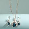 Conjunto de joyería elegante de alta gama para mujer: collar y pendientes con forma de gota azul, perla de copo de nieve y diamante.